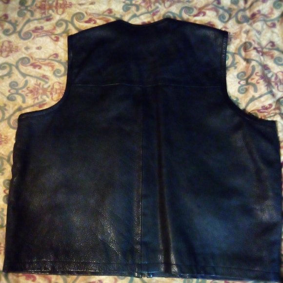 Wilson Leather Motorcycle Biker Western Vest Men's Xl Black RN No. 39426 - Picture 2 of 11